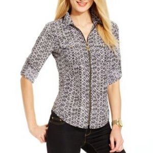 Classic Michael Kors snakeskin zip-front blouse